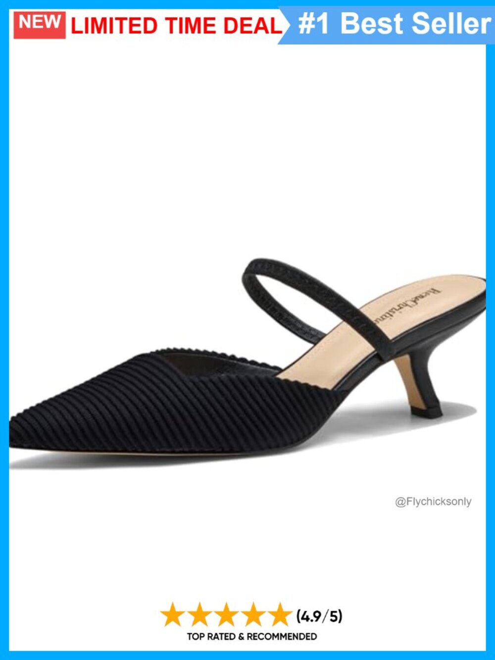 Kitten Heel Slingback Pumps Pointed Toe Elastic Strap Knit Mule Work Dress Shoes